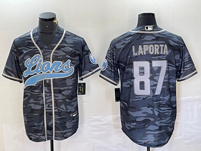 Men Detroit Lions #87 Laporta Camo Nike Co Branding Game NFL Jersey style 1